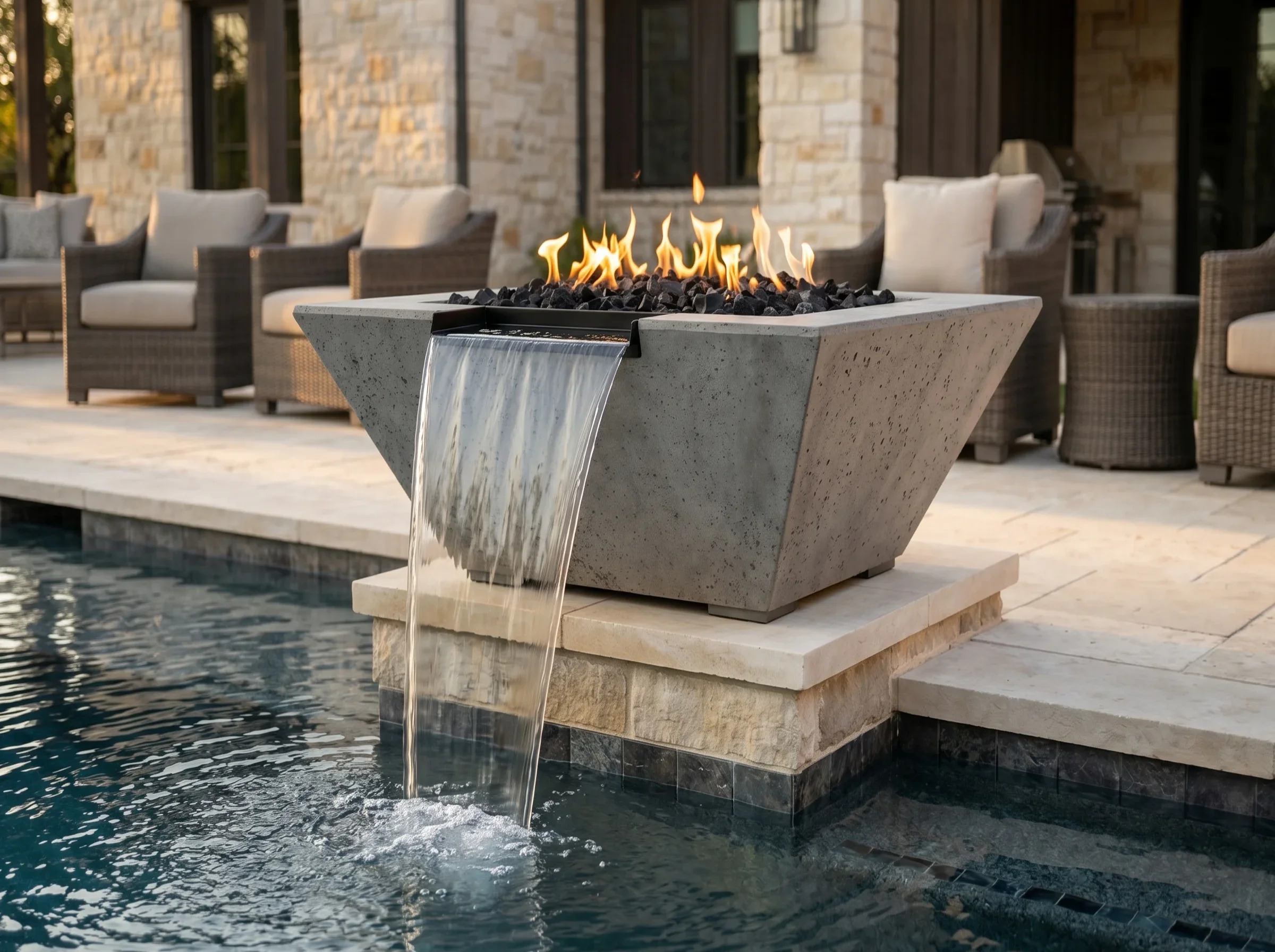 Prism Hardscapes Lombard Tall Gas Fire and Water Bowl