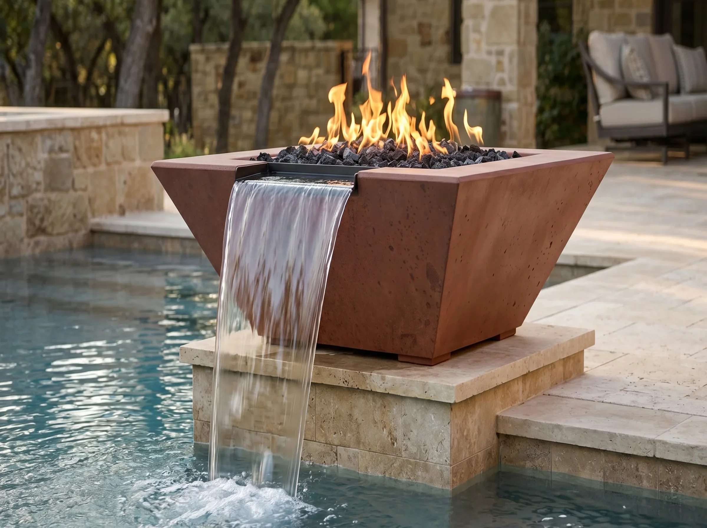 Prism Hardscapes Lombard Tall Gas Fire and Water Bowl
