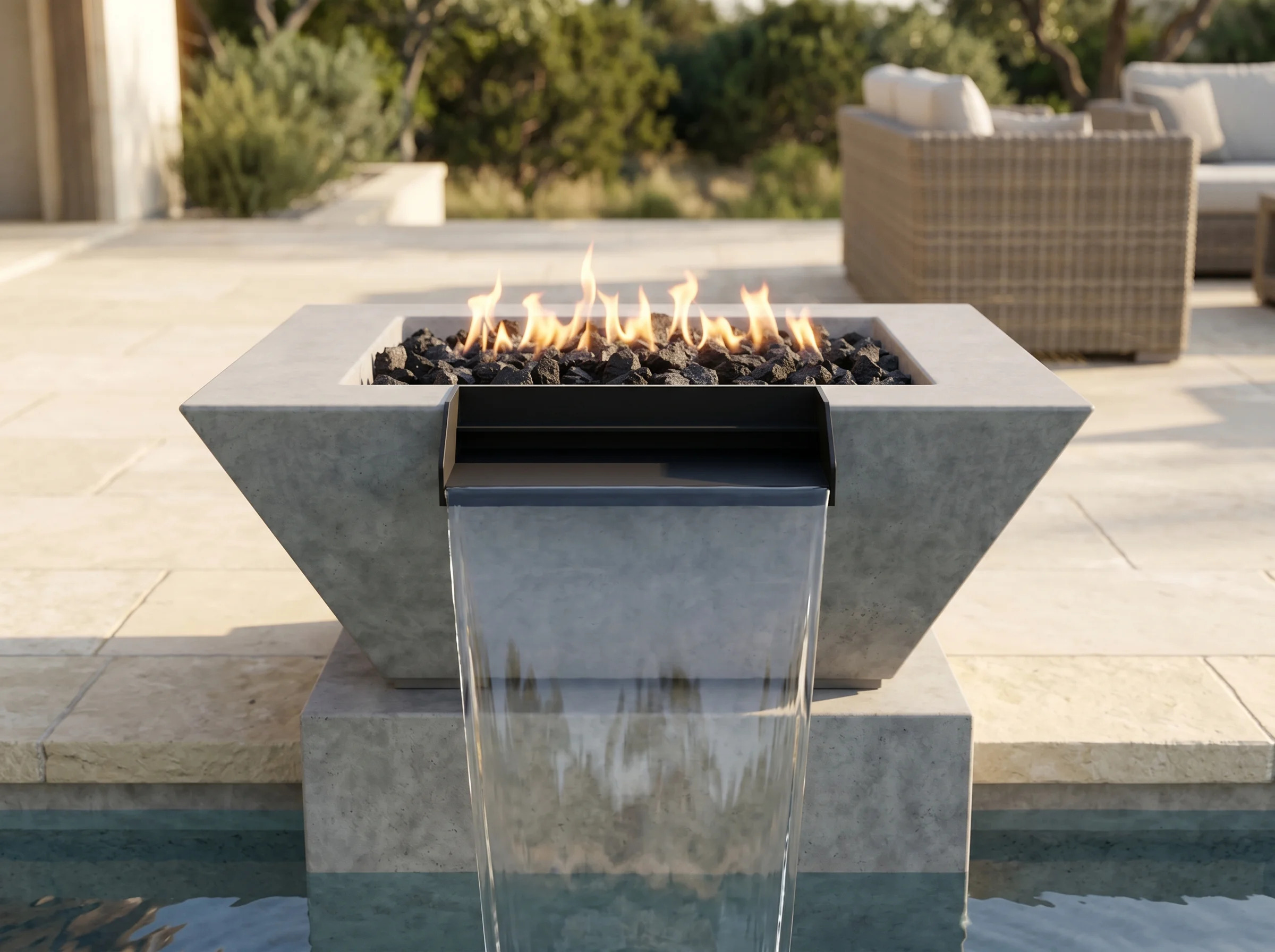 Prism Hardscapes 24 Inch Lombard Pedestal Gas Fire and Water Bowl