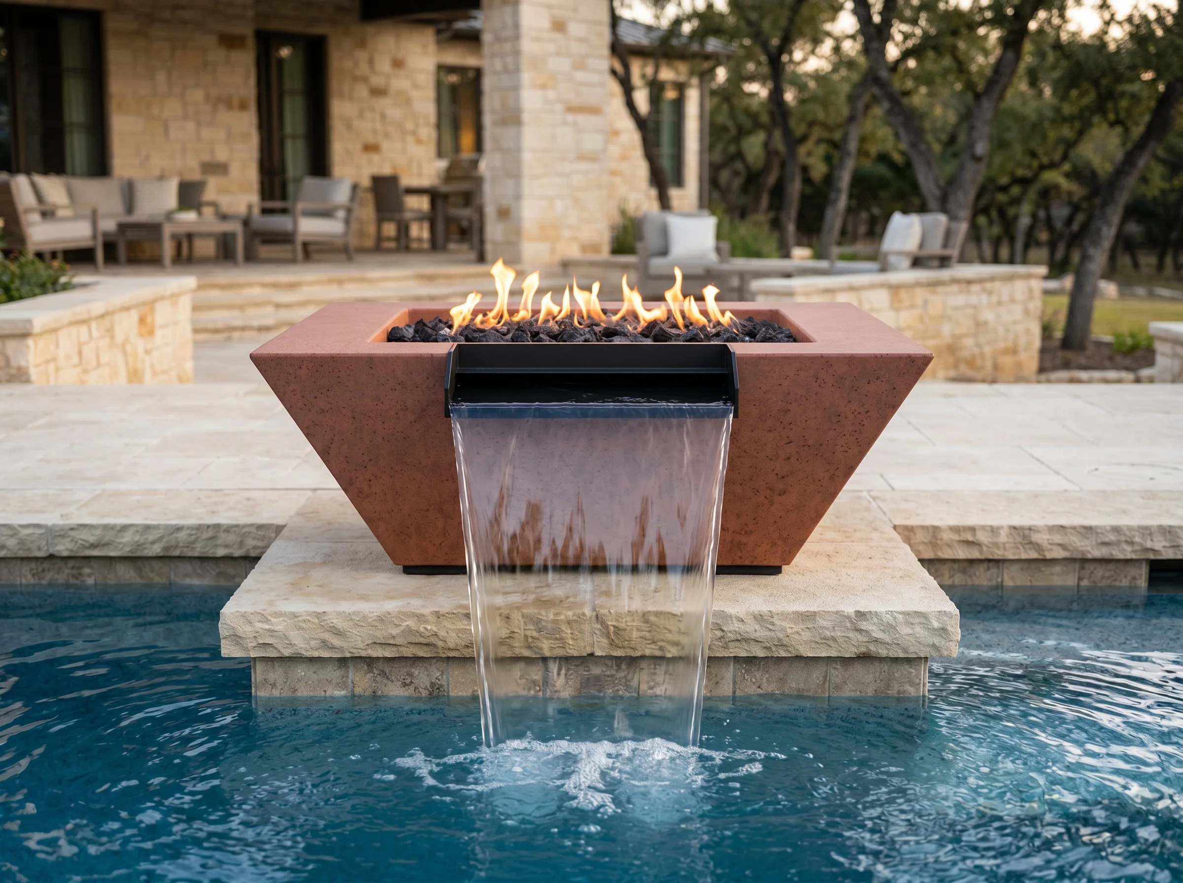 Prism Hardscapes 24 Inch Lombard Pedestal Gas Fire and Water Bowl