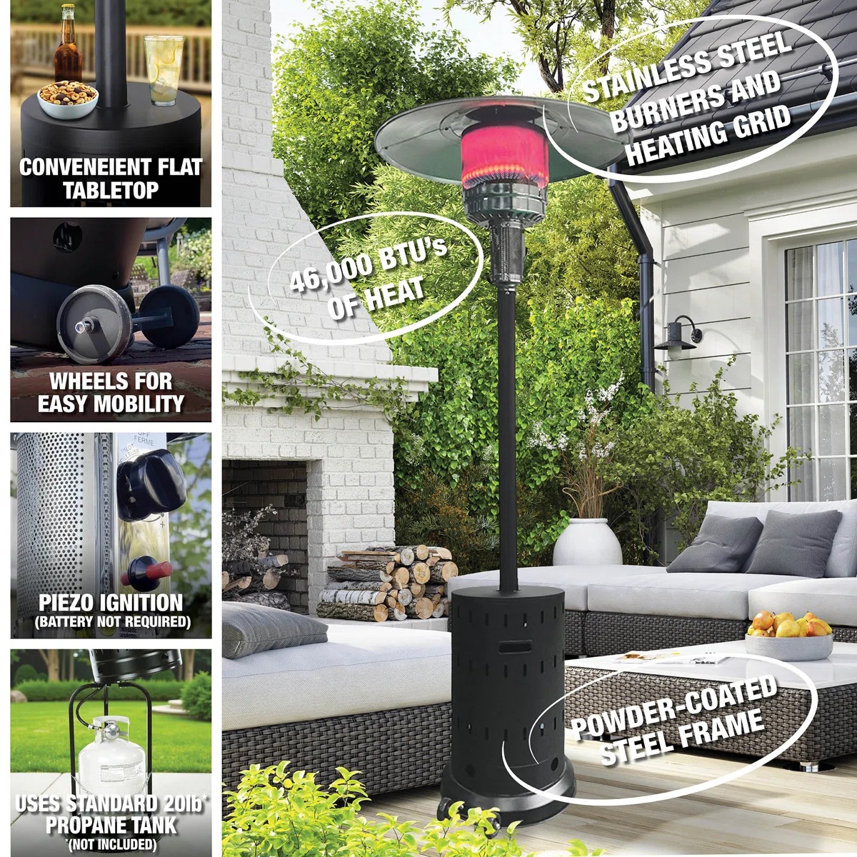 JR Home 32 Inch Patioflare Volaris Propane Patio Heater