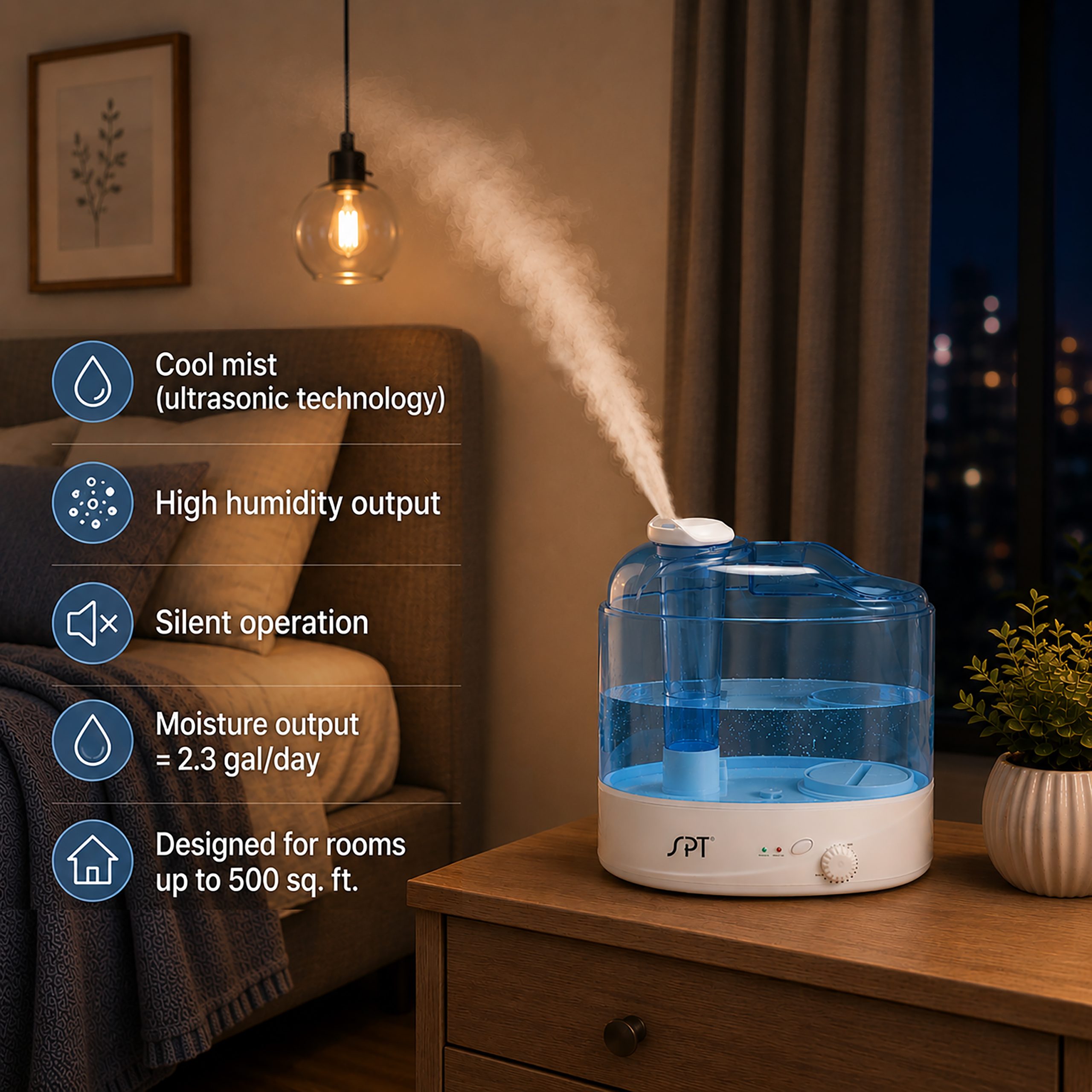 Sunpentown 2 Gallon Ultrasonic Humidifier