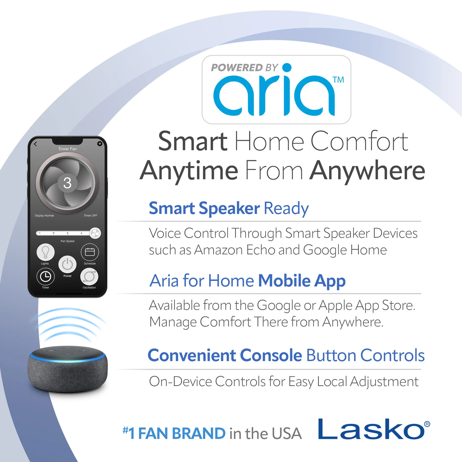 Lasko Aria 40 Inch Smart Tower Fan