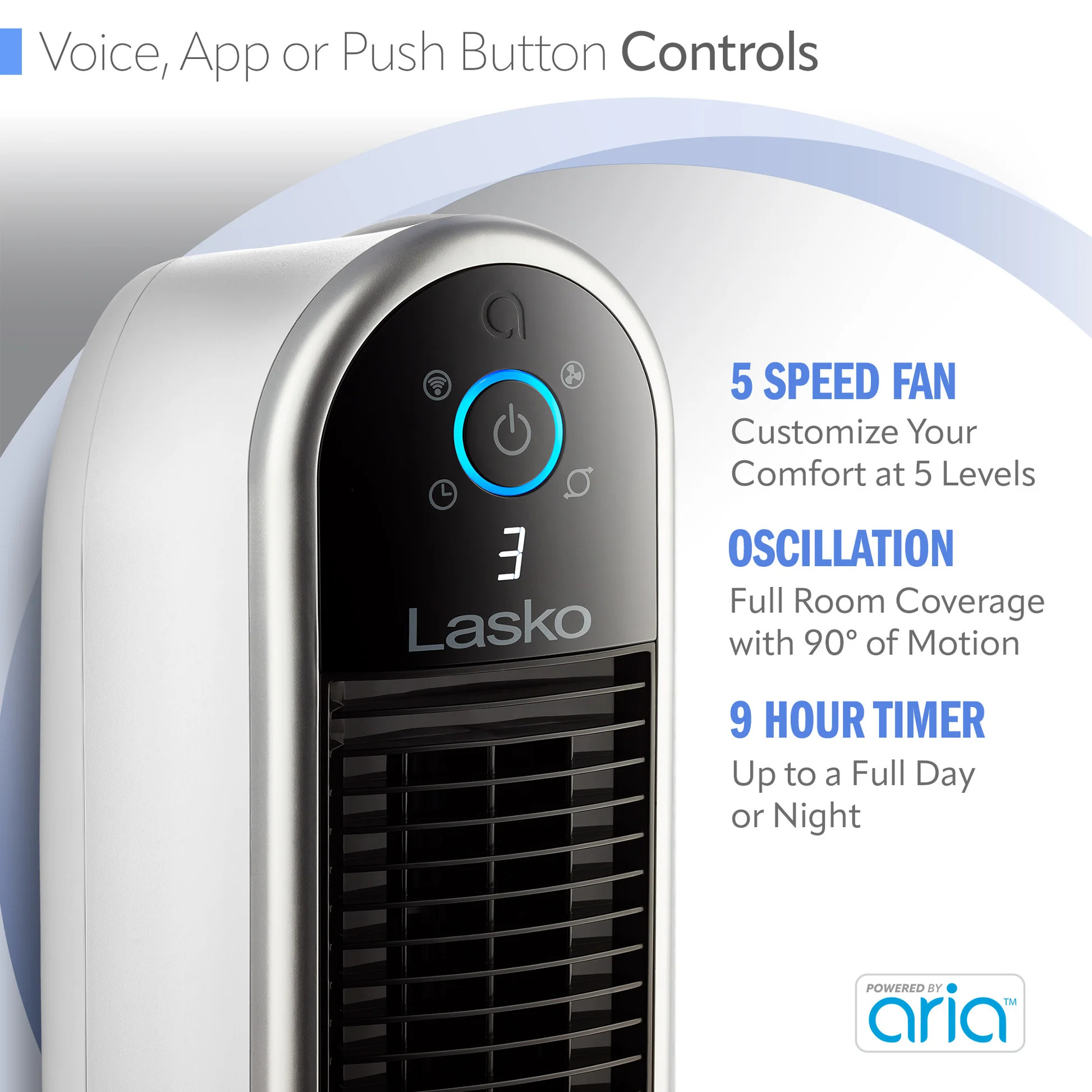 Lasko Aria 40 Inch Smart Tower Fan