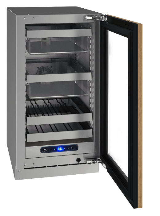 U-Line 18 Inch 5 Class Beverage Center with Panel Ready Glass Door
