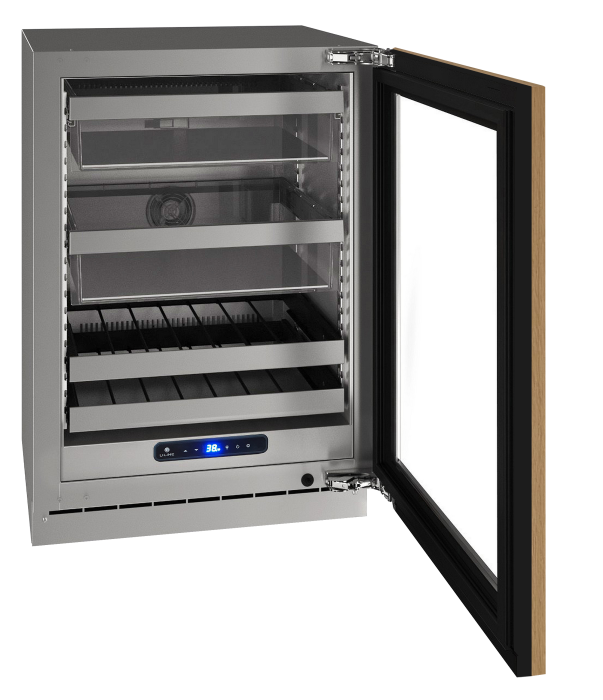 U-Line 24 Inch 5 Class Beverage Center with Panel Ready Glass Door