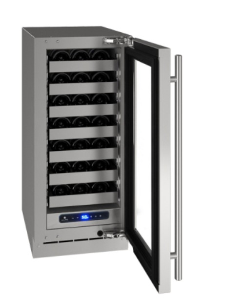 U-Line 15 Inch 5 Class Single Zone Wine Refrigerator with Glass Door