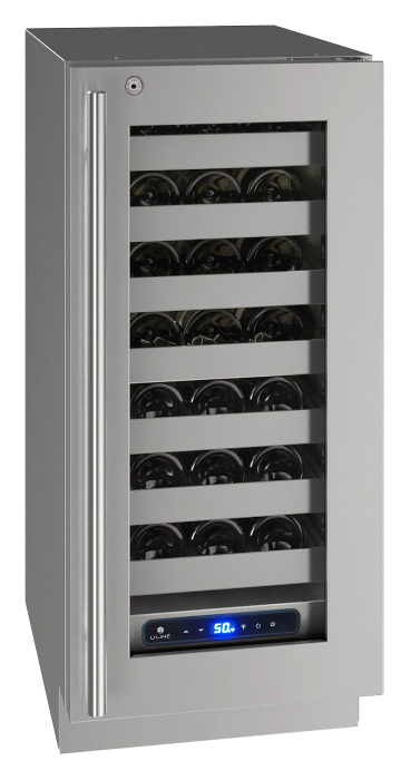U-Line 15 Inch 5 Class Single Zone Wine Locking Refrigerator with Glass Door