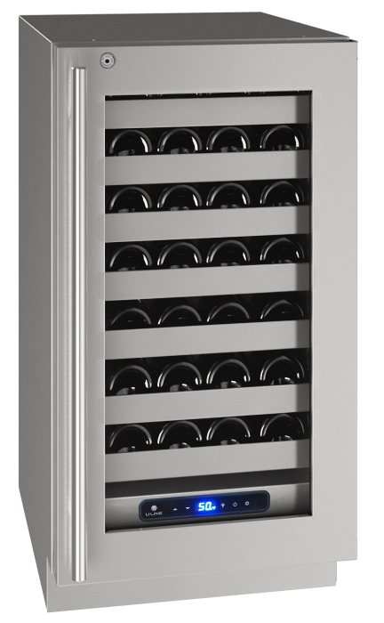 U-Line 18 Inch 5 Class Single Zone Locking Wine Refrigerator with Glass Door