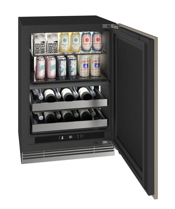 U-Line 24 Inch Dual Zone Home Beverage Center with Solid Door