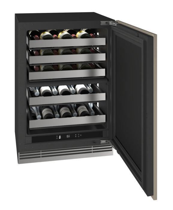 U-Line 24 Inch Dual Zone Wine Refrigerator with Solid Door