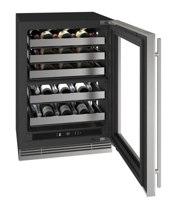 U-Line 24 Inch Dual Zone Wine Refrigerator with Glass Door
