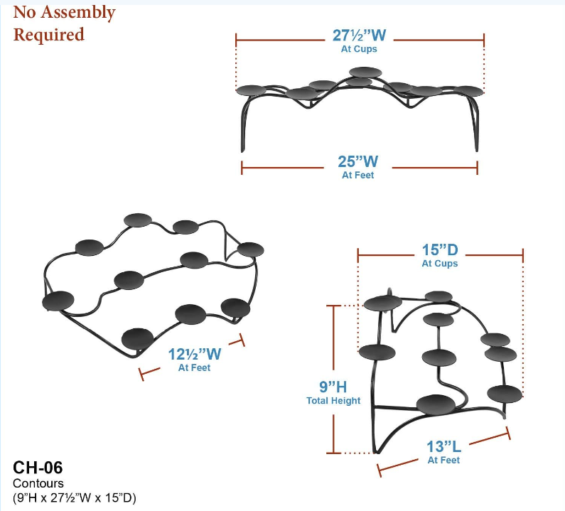 Minuteman CH-06 Fireplace Candelabra - Contours  - Black