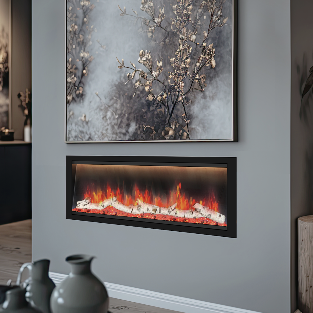 Dynasty Fireplaces 58 Inch Allegro Smart Flush Mount or Built-In Linear Electric Fireplace