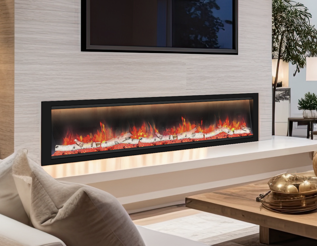 Dynasty Fireplaces 76 Inch Allegro Smart Flush Mount or Built-In Linear Electric Fireplace