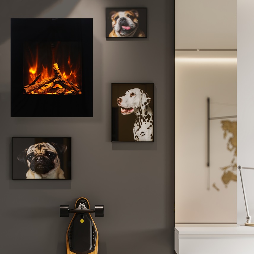 Amantii 24 Inch Wall and Corner Mount Electric Fireplace with Glass Surround