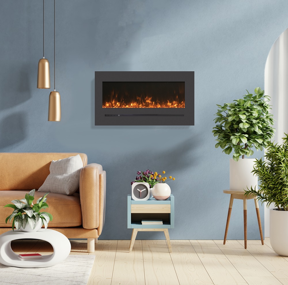Amantii 26 Inch Wall or Flush Mount Smart Electric Fireplace with Steel Surround