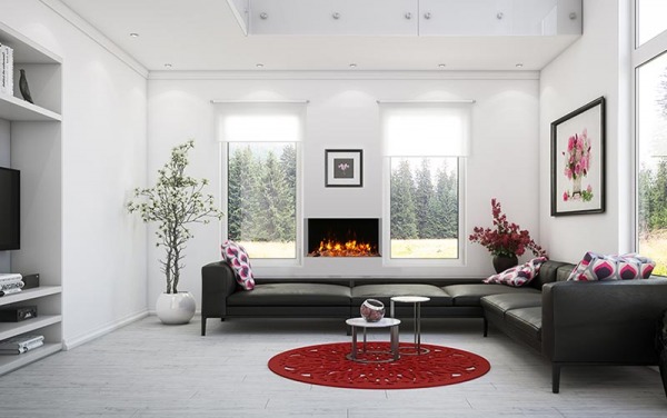 Amantii 30 Inch Tru-View Slim Built-In Smart Electric Linear Peninsula Fireplace