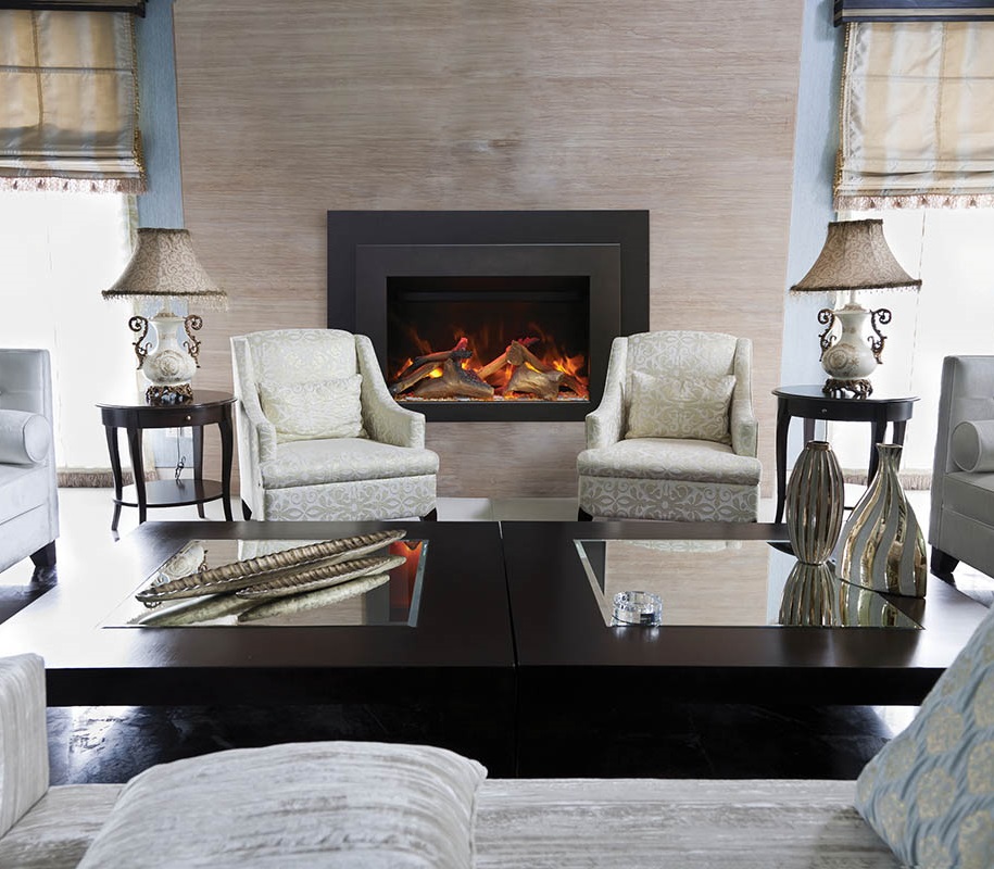 Amantii 34 Inch INS-FM Black Steel Electric Fireplace Insert (Modern)