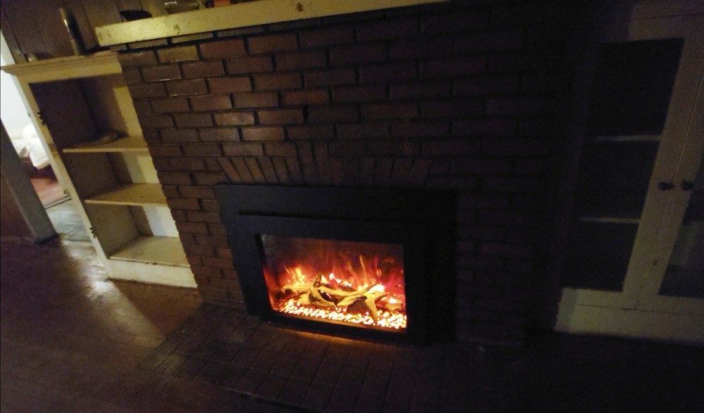 Amantii 34 Inch INS-FM Black Steel Electric Fireplace Insert (Modern)