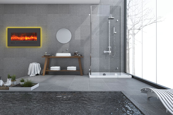 Amantii 34 Inch Wall or Flush Mount Smart Electric Fireplace with Steel Surround