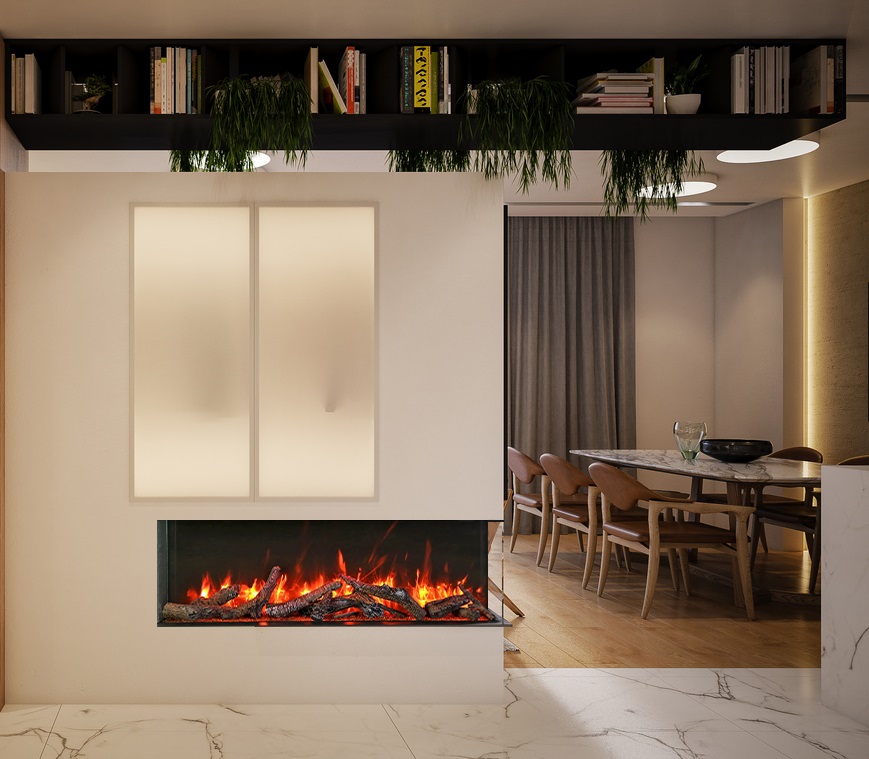 Amantii 60 Inch Tru-View Slim Built-In Smart Electric Linear Fireplace