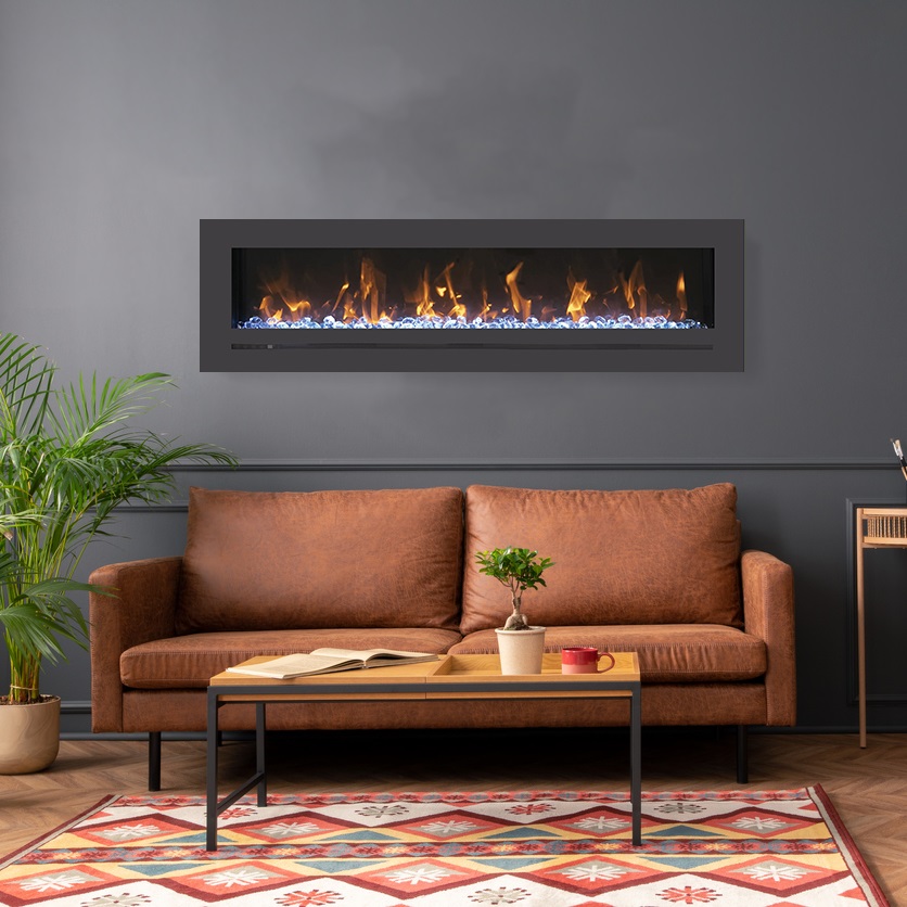 Amantii 72 Inch Wall or Flush Mount Smart Electric Fireplace with Steel Surround