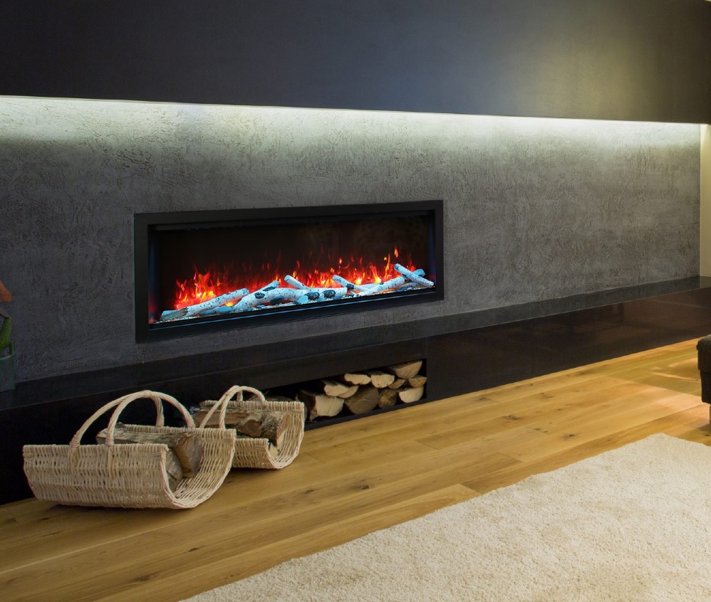 Amantii 88 Inch Symmetry Extra Tall Built-In Smart Electric Linear Fireplace