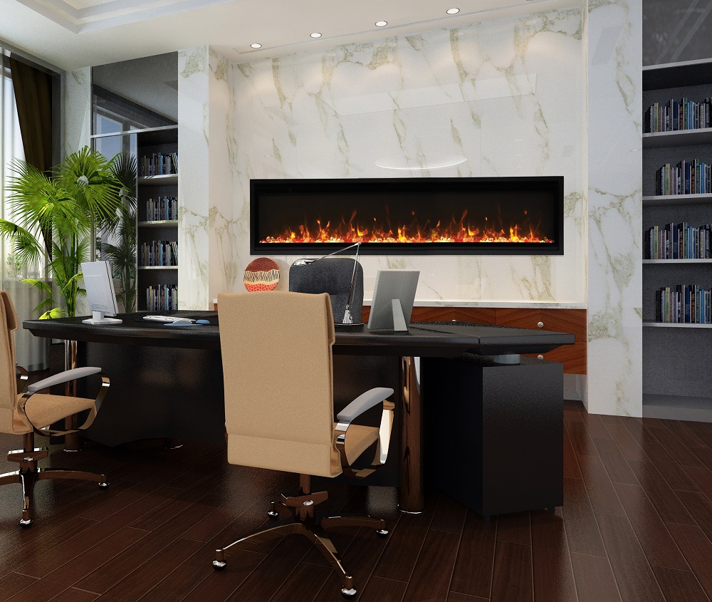 Amantii 88 Inch Panorama Slim Built-In Smart Electric Linear Fireplace