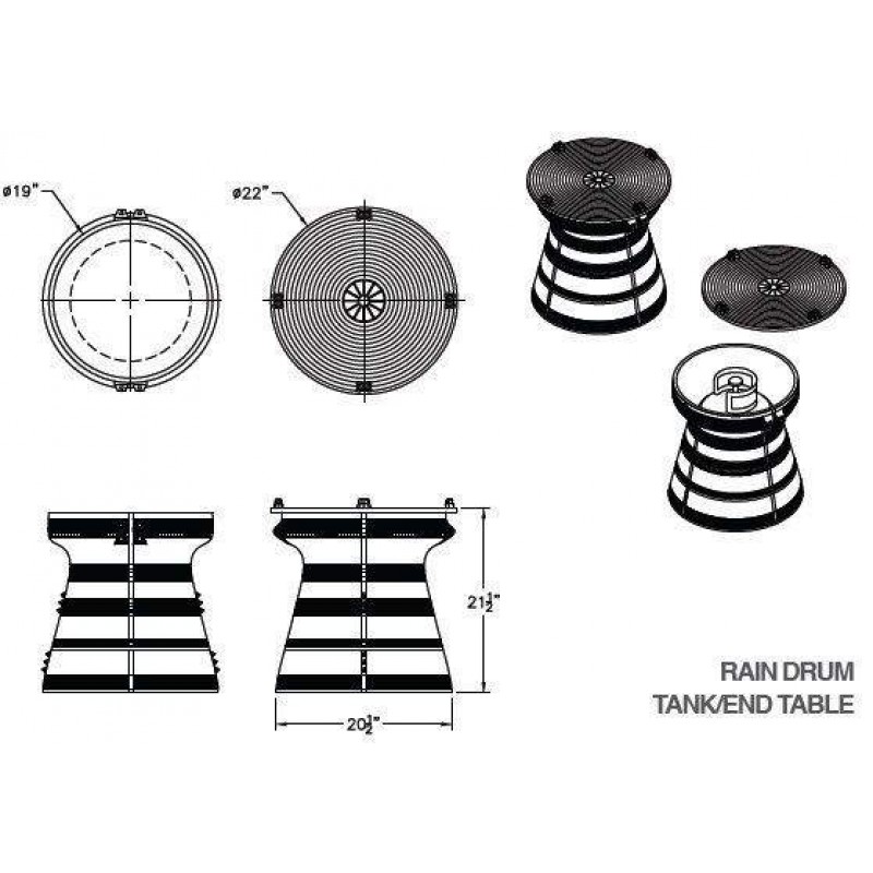American Fyre Designs Rain Drum Propane Tank Enclosure and End Table