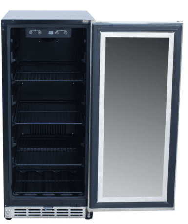 American Made Grills 15 Inch Outdoor Rated Fridge with Glass Door