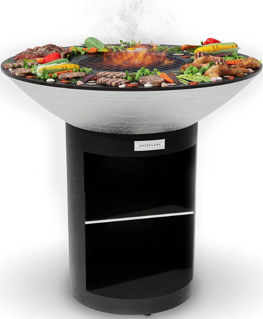 Arteflame 40 Inch Stainless Steel Platinum Charcoal Grill with 5 Accessory Bundle