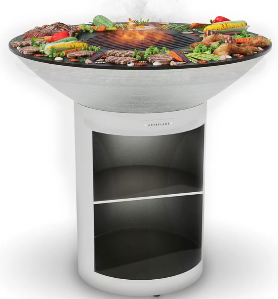 Arteflame 40 Inch Stainless Steel Platinum Charcoal Grill with 5 Accessory Bundle