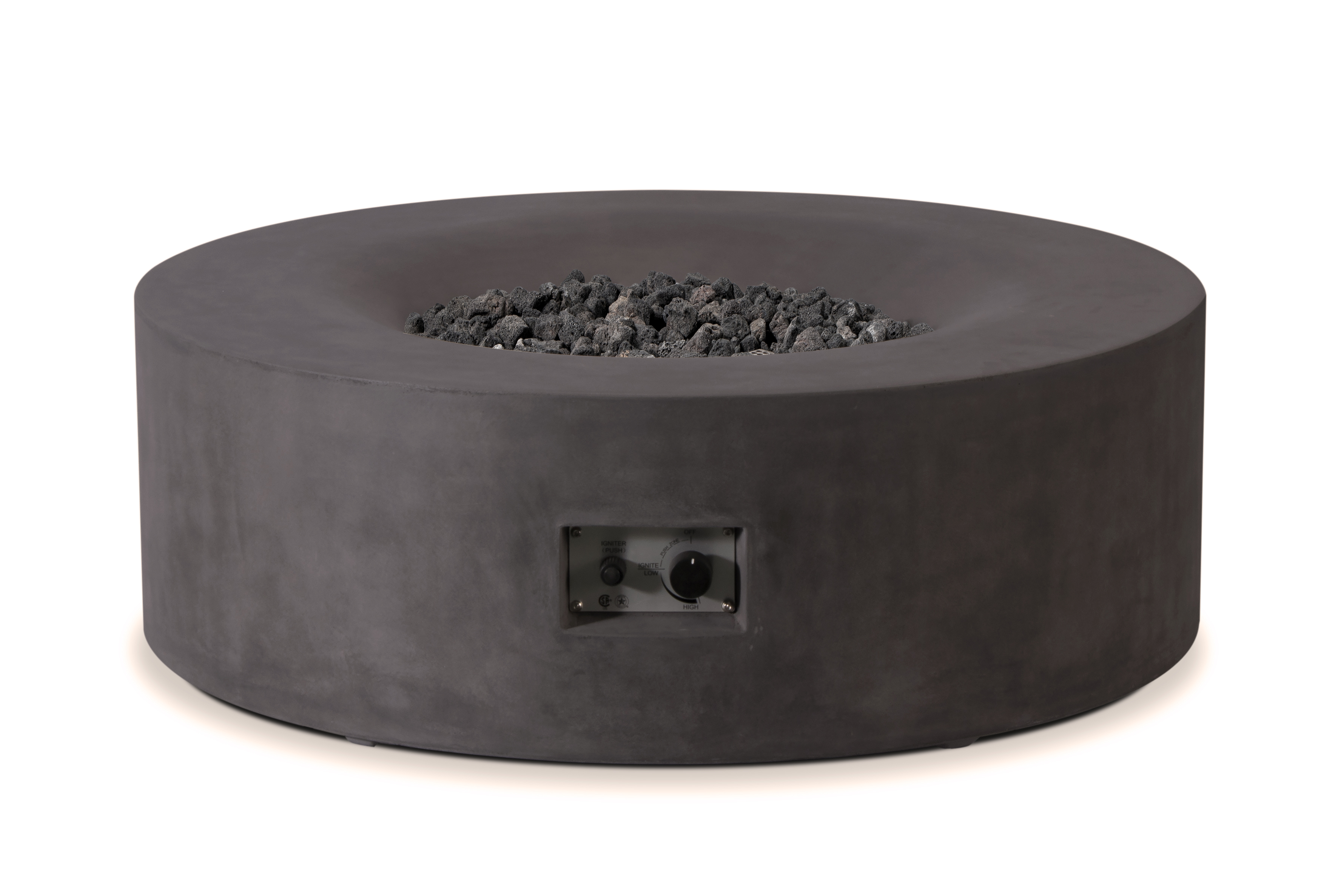 Pyromania Fire Features 42 Inch Avalon Round GFRC Gas Fire Table - Push Button Ignition