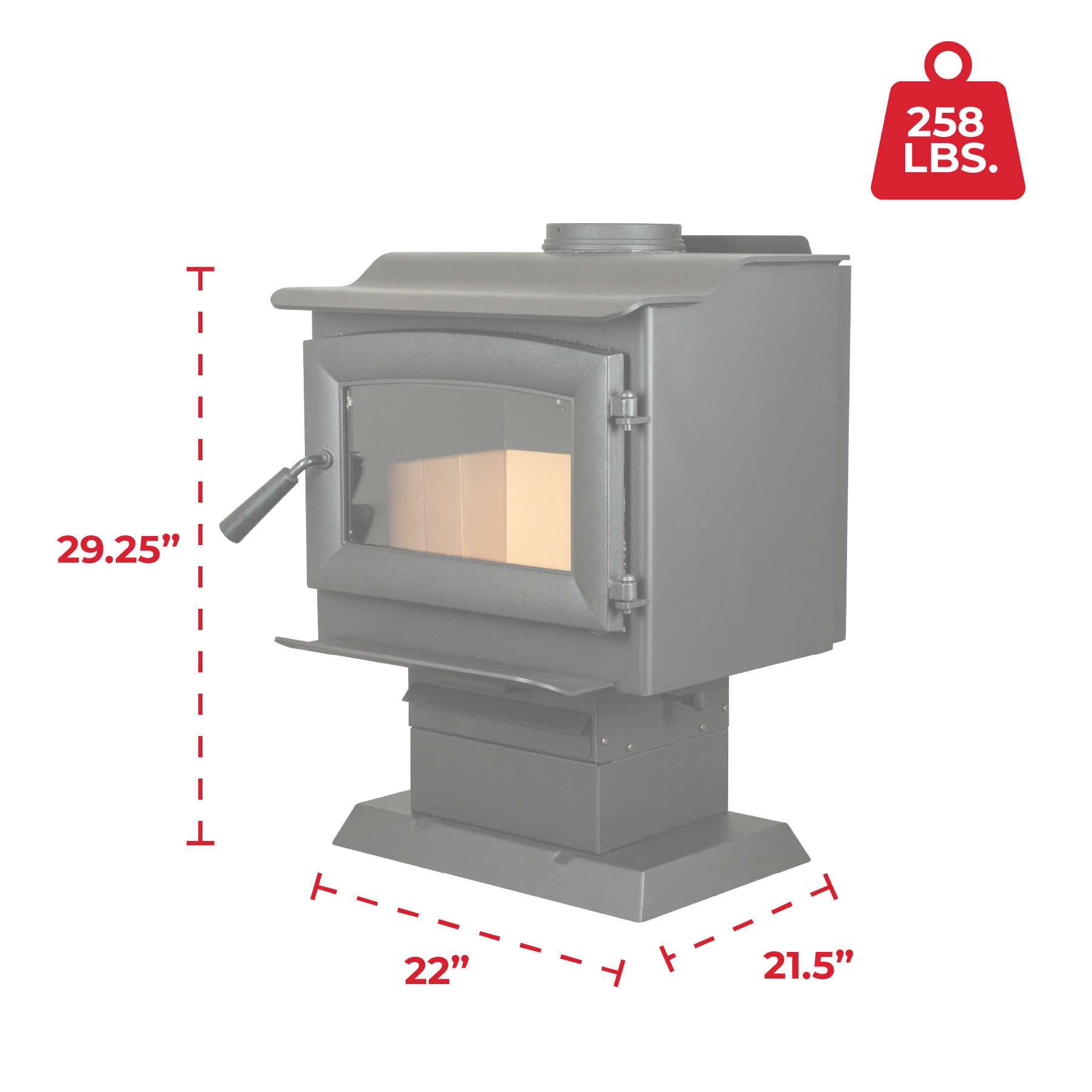 US Stove 23 Inch Ashley AW1120E Pedestal Wood Burning Stove