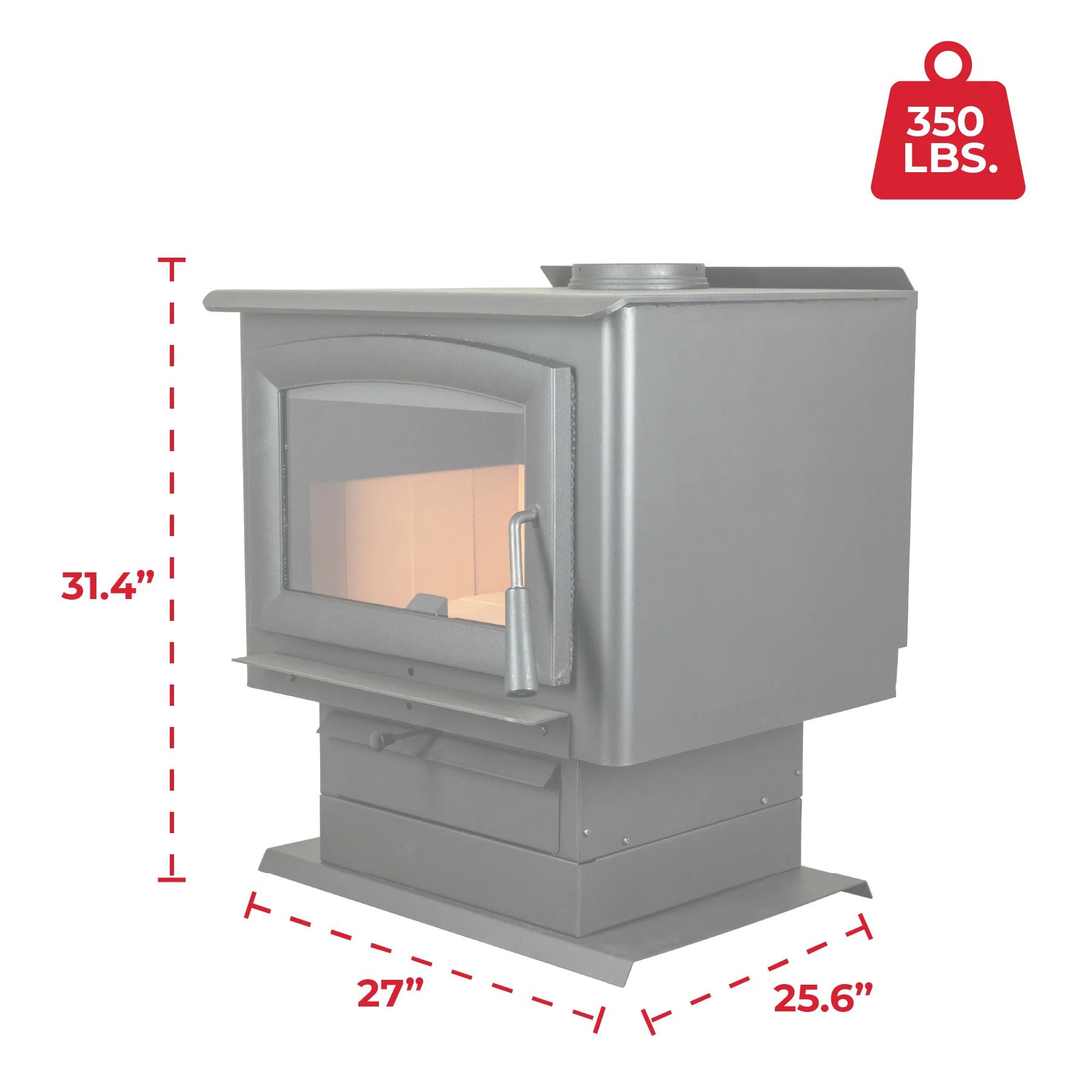 US Stove 27 Inch Ashley AW2520E Pedestal Wood Burning Stove