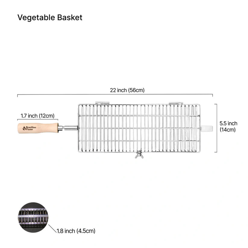 Brazilian Flame Rotisserie Grill Basket Set