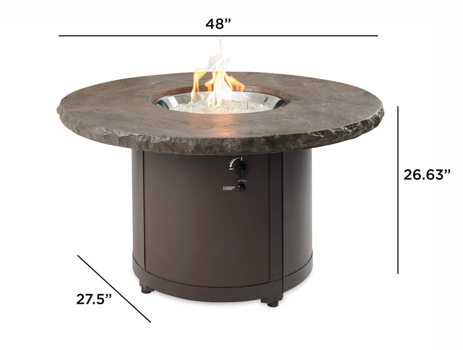 Outdoor Greatroom Company 48 Inch Beacon Gas Fire Pit Table - Direct Spark Ignition