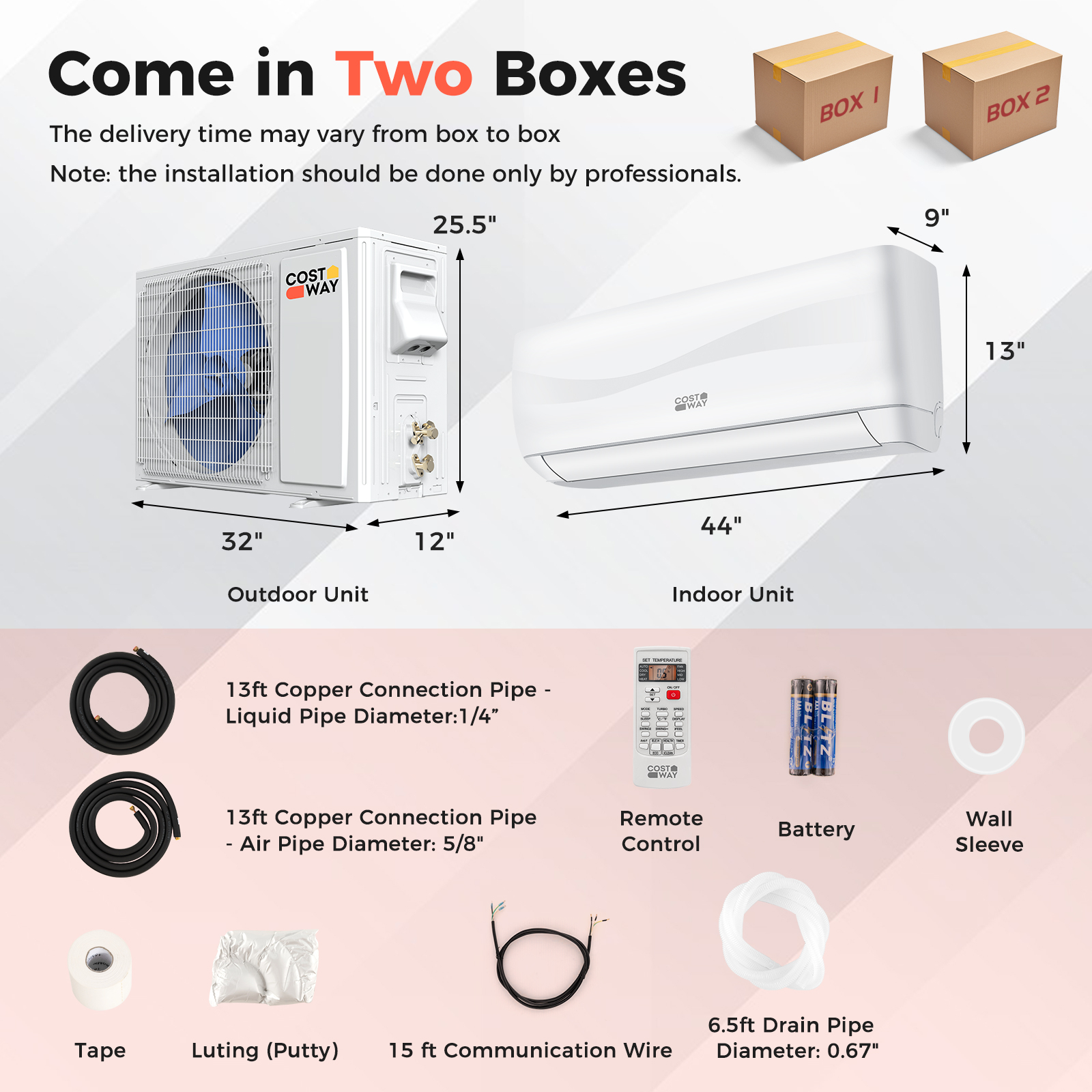 Costway 24K BTU R-32 Blast Series Single-Zone Ductless Mini Split Package - 208/230V