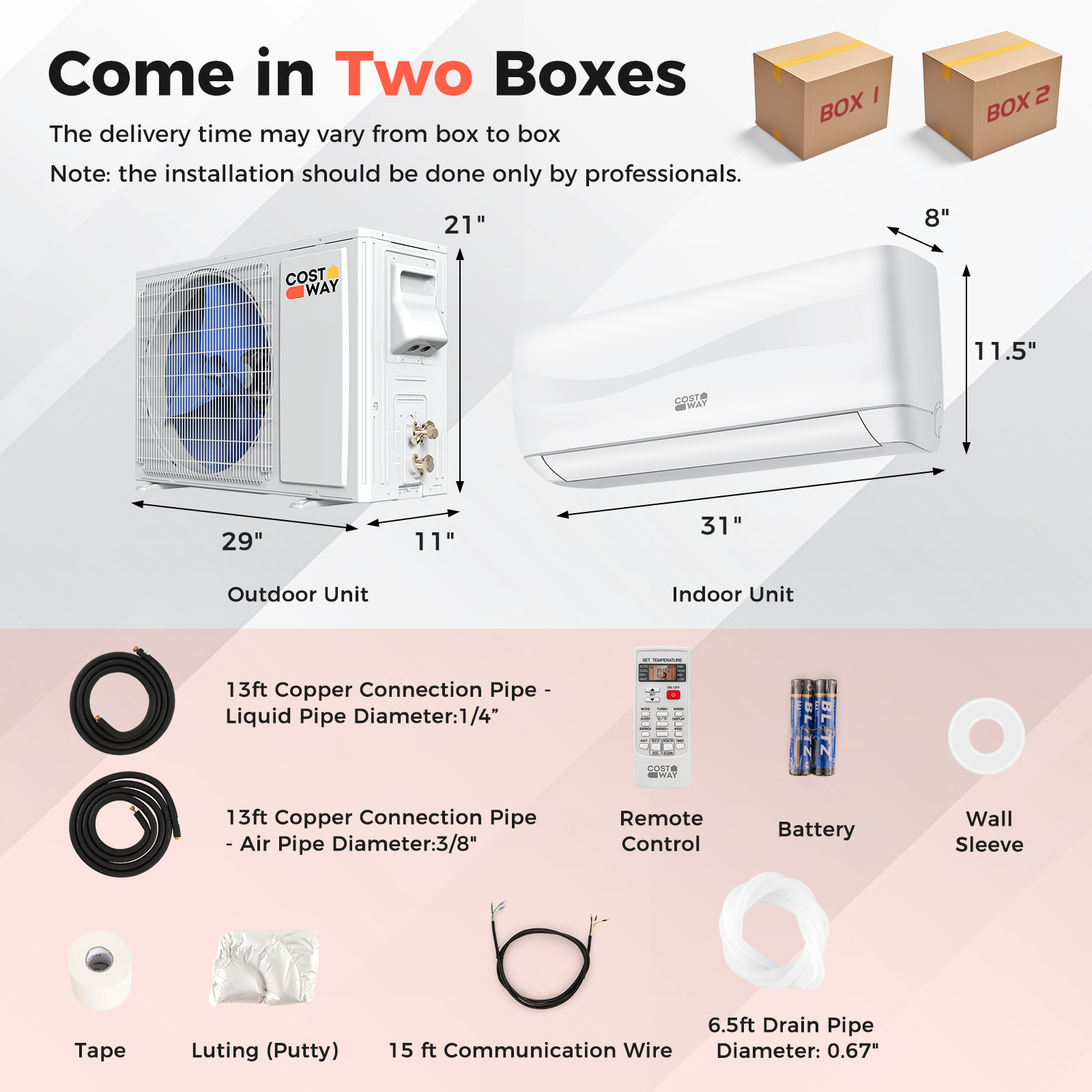 Costway 12K BTU R-32 Blast Series Single-Zone Ductless Mini Split Package