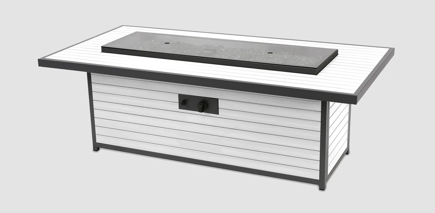 Outdoor Greatroom Company 61 Inch Brooks Linear White Chat Height Fire Pit Table - Manual