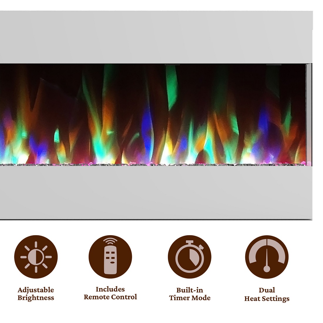 Cambridge 50 Inch Recessed Wall Mount Electric Fireplace with Crystals