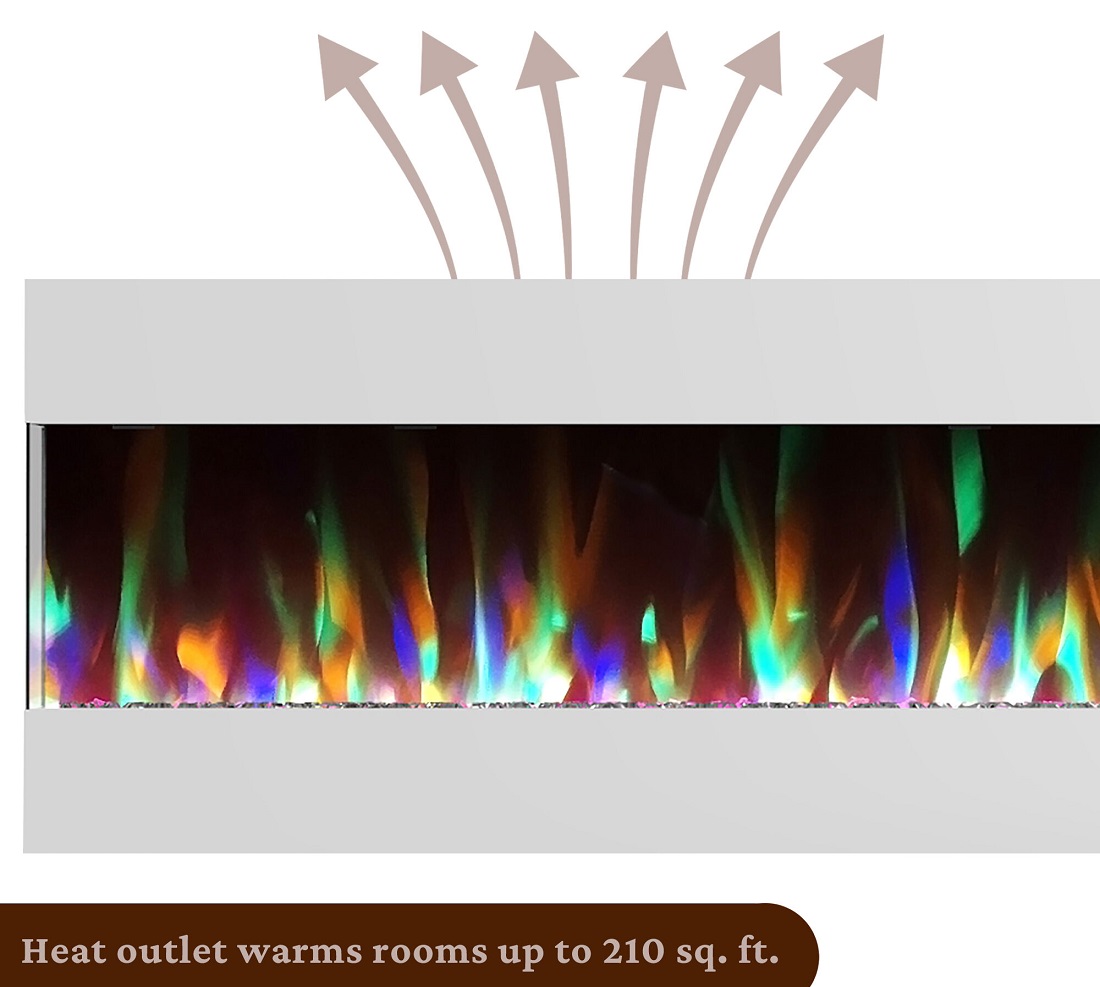 Cambridge 50 Inch Recessed Wall Mount Electric Fireplace with Crystals