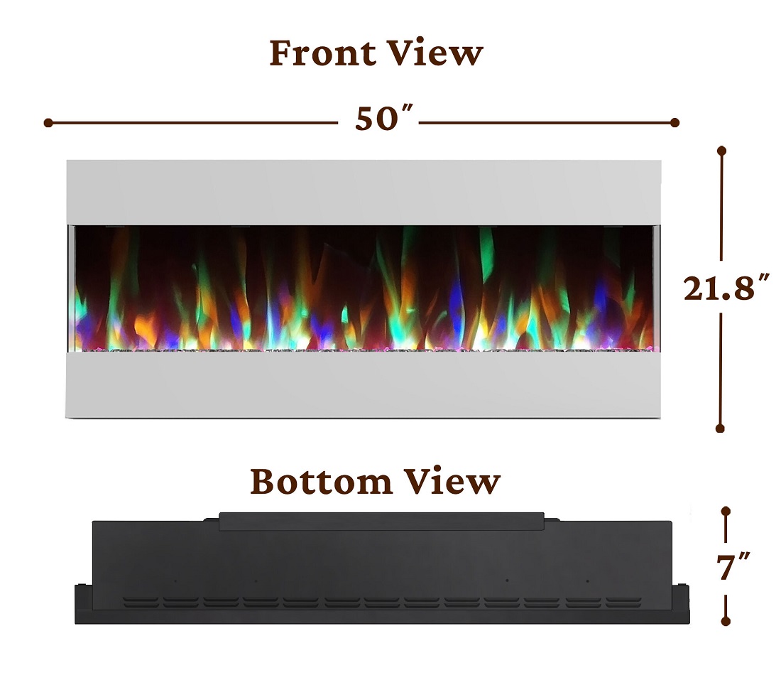 Cambridge 50 Inch Recessed Wall Mount Electric Fireplace with Crystals