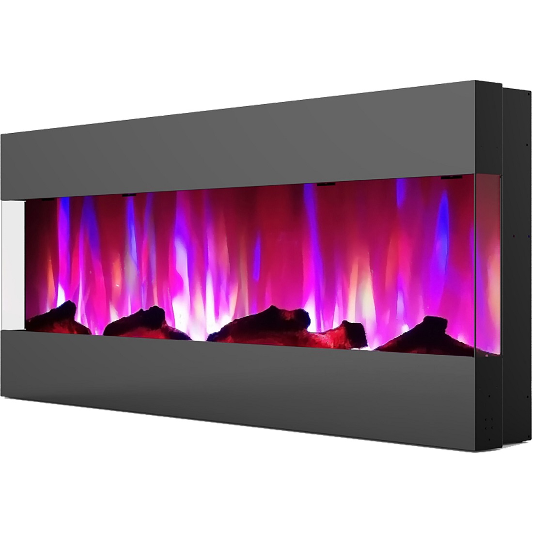 Cambridge 60 Inch Recessed Wall Mount Electric Fireplace with Logs