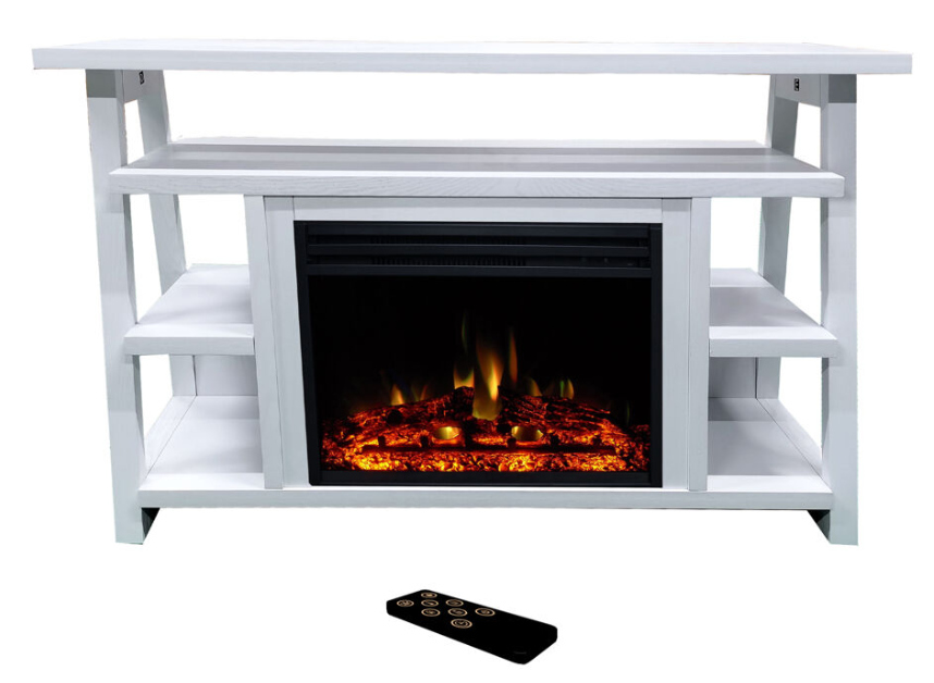 Cambridge 53 Inch Sawyer Electric Fireplace Insert with Log Set and Mantel