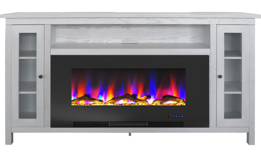 Cambridge 69 Inch Somerset Electric Fireplace Insert with Log Set and Mantel