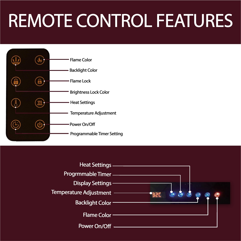 Cambridge 60 Inch Color-Changing Wall Mount Linear Electric Fireplace