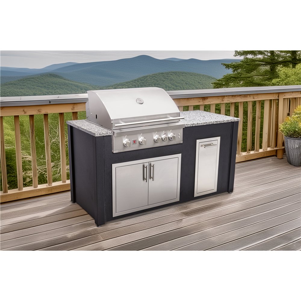 COKI 6 Foot Outdoor Kitchen Island with Grill -  Access Doors -  and Trash Drawer