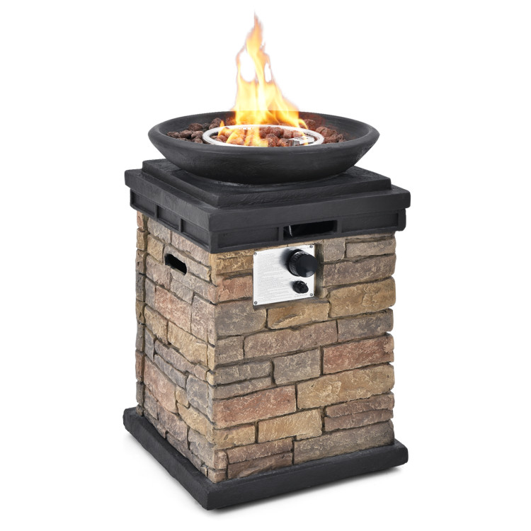Costway 30 Inch Imitation Stone Propane Fire Column
